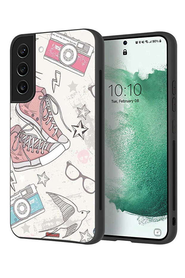 Samsung Galaxy S22 Plus 5G Protective Case Cover Canva Shoes And Camera Art