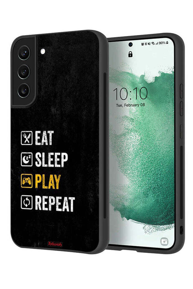 غطاء حماية لهاتف Samsung Galaxy S22 Plus 5G، تناول الطعام، النوم، اللعب، التكرار