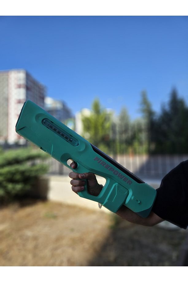 Elektrikli Işıklı Yüksek Basınçlı Atış Yapan Su Tabancası 15 M Atış Atma Menzilli Büyük Boy 60 Cm - 4