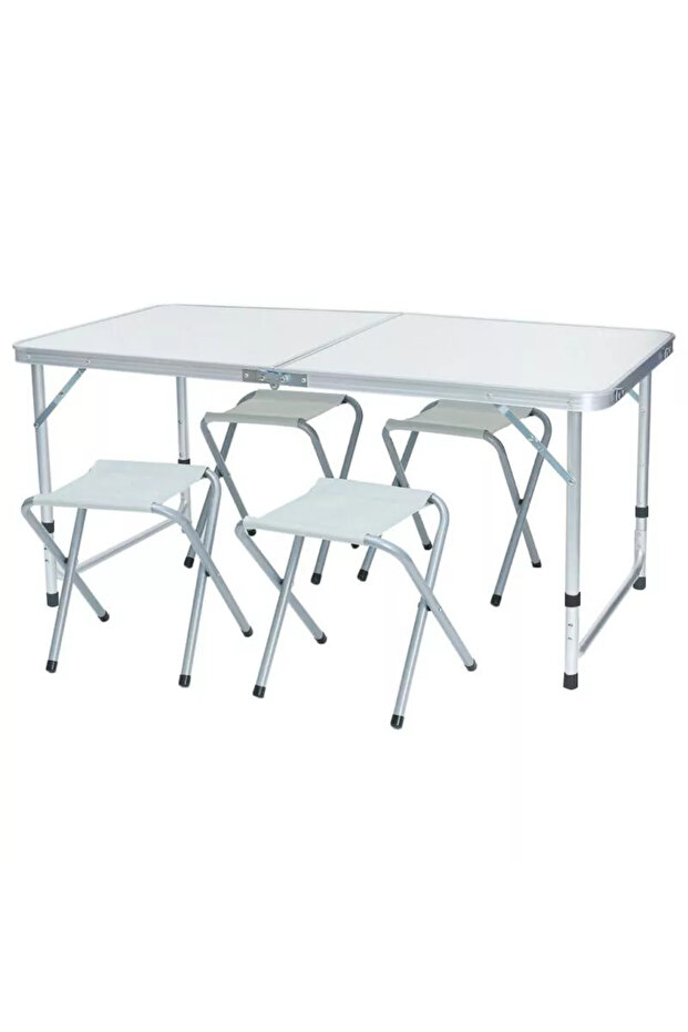 Set table + 4 folding camping chairs