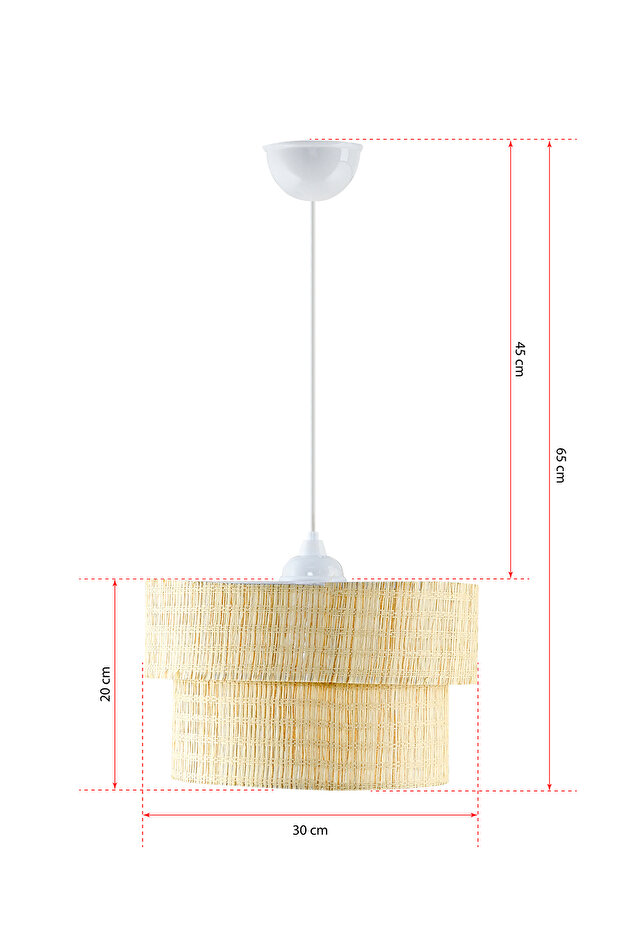 Bambu Hasır Modern Doğal Hazeran Rattan 2 Katlı Sarkıt Avize - 3
