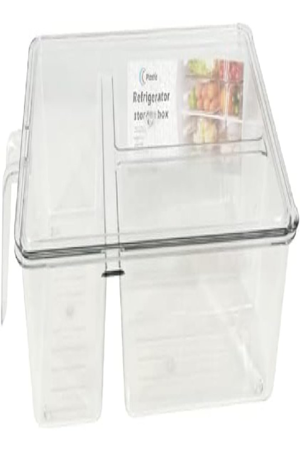 Rahalife Refrigerator Storage Container with Handle & Lid – Freezer Safe – Transparent – 1 Pc