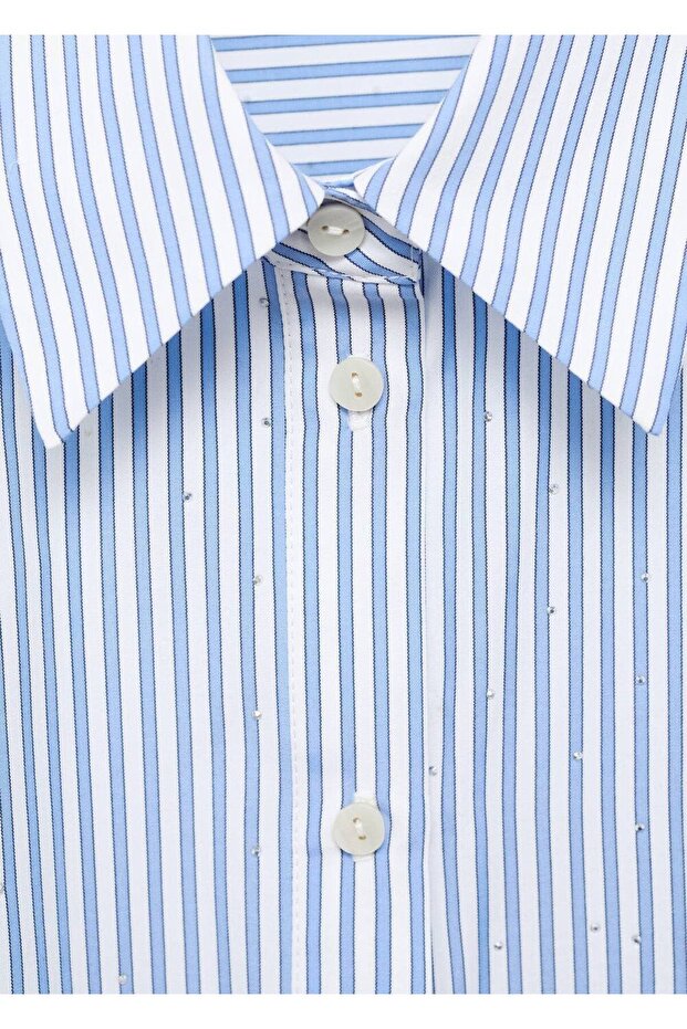 Strass detaylı crop gömlek - 5