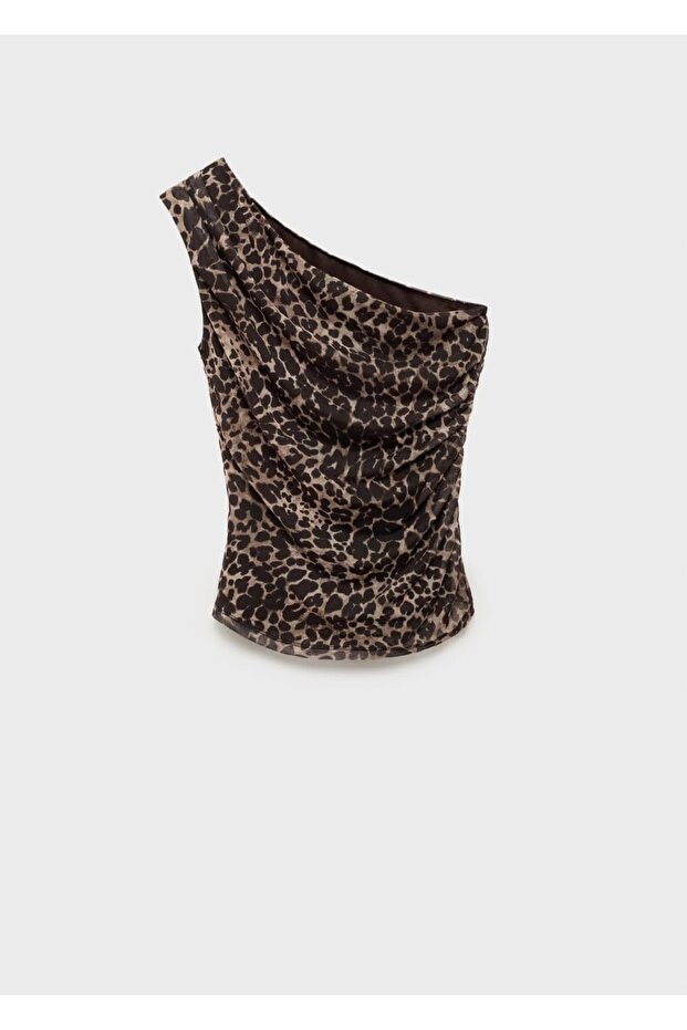 Asymmetrische Bluse mit Leopardenmuster - 3