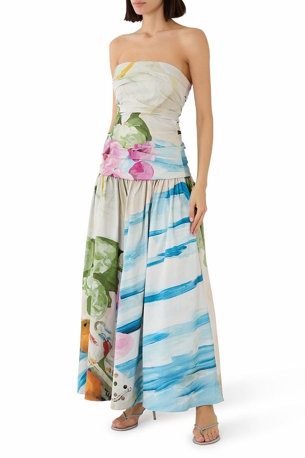 Nershall Maxi Dress, Dokulu Baskılı Uzun Gece Elbisesi - 2