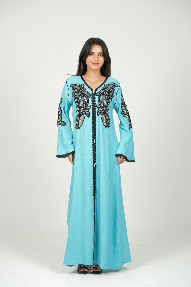 Modern embroidery jalabiya, luxurious embroidered women's jalabiya dress