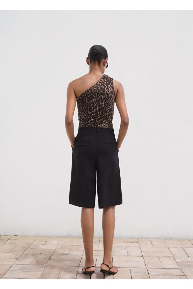 Asymmetrische Bluse mit Leopardenmuster - 4