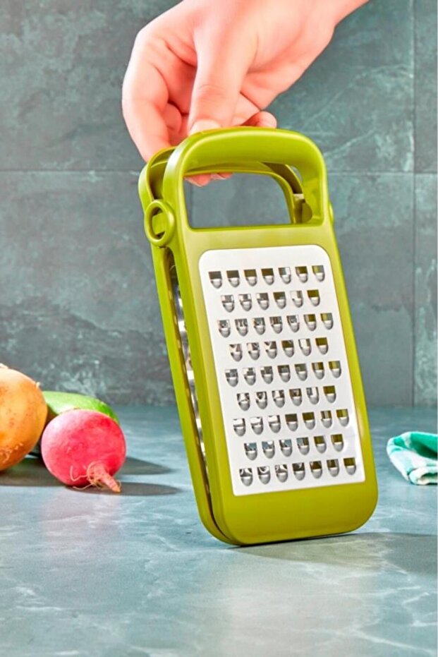 Lino Katlanabilir ve Ayrılabilir Çift Taraflı Rende, Paslanmaz Çelik Bıçaklı Pratik Rende YEŞİL - 3