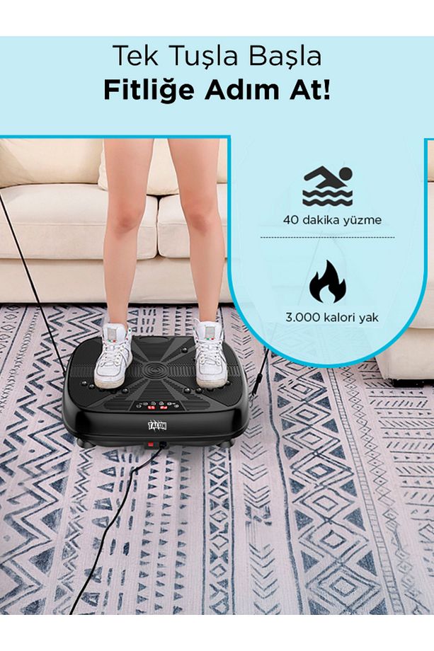 Egzersiz Aleti Yüksek Titreşimli 1-99 Seviye Hız Ayarlı Bluetoothlu Kumandalı Vibration Plate - 8