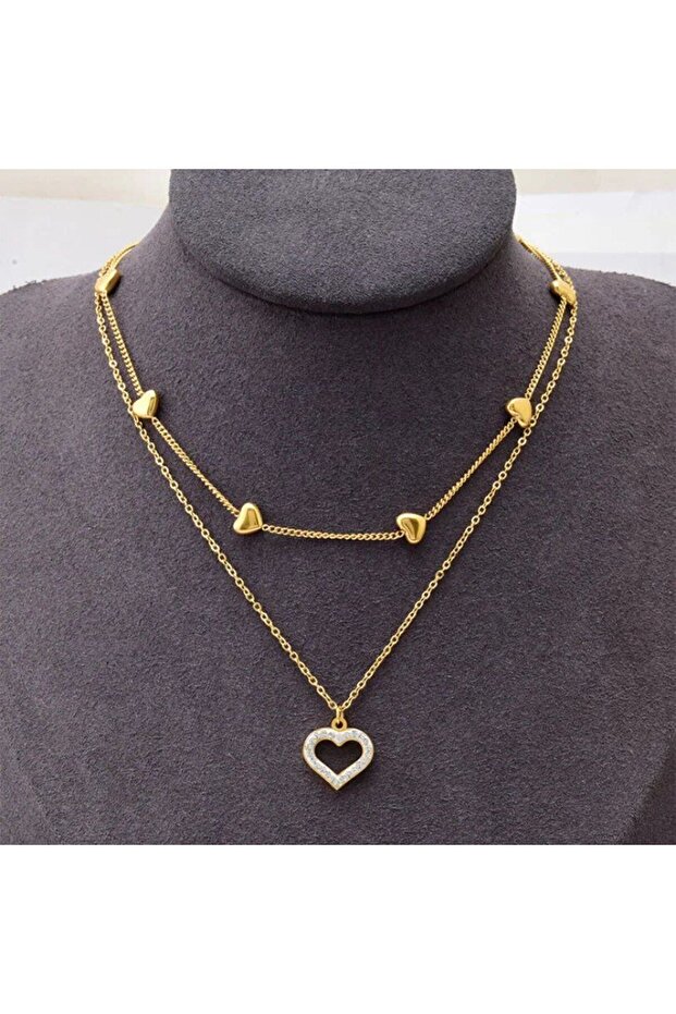 Heart Model Stone Chain Necklace - Reflect Your Love