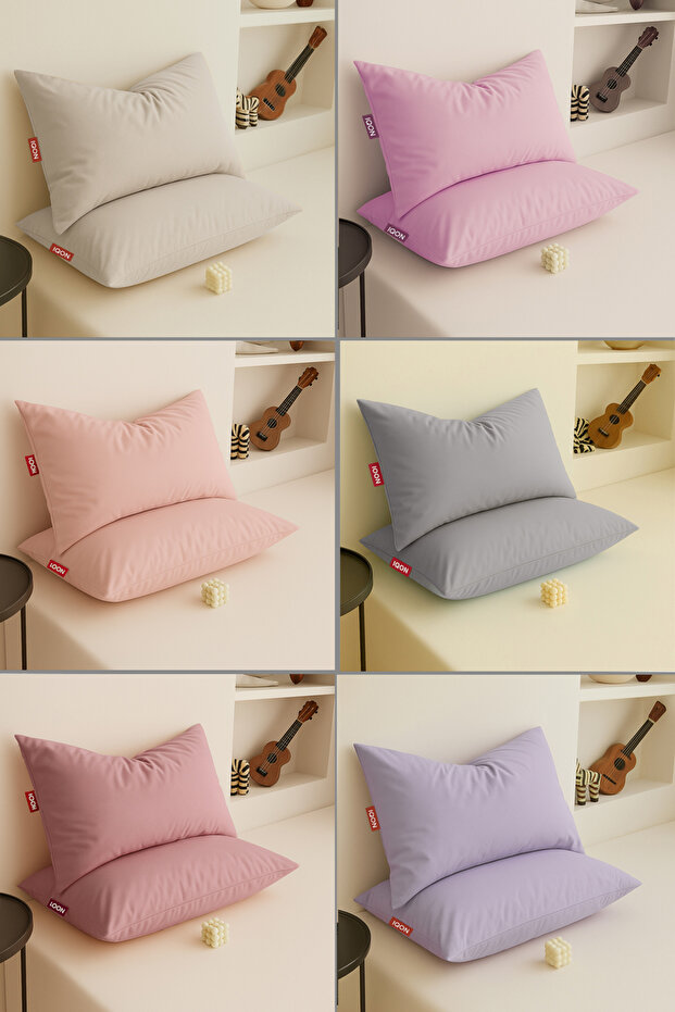Pillow Case 12 Pieces |   Beige |   Pink |   Salmon |   Gray |   Dried Rose |   Lilac |
