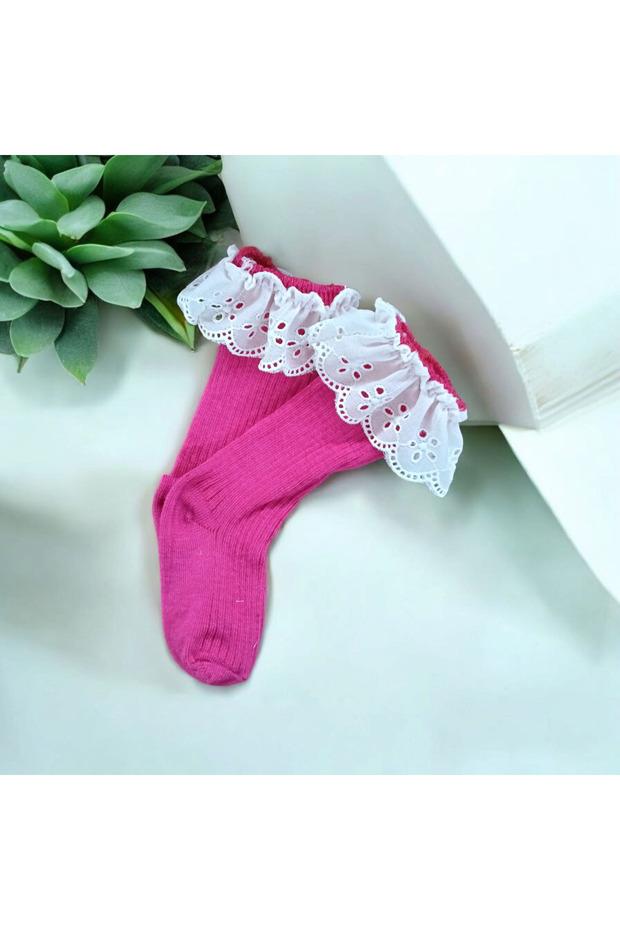 Özkardeşler Baby Baby and Children Knee-High Lace Socks