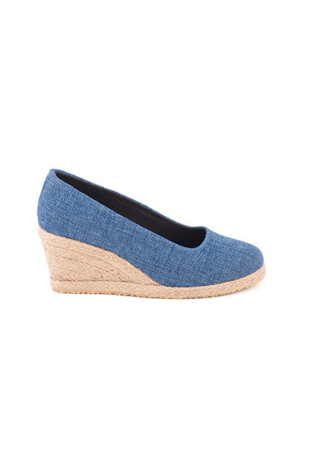 Real Handmade Straw Linen Espadrille Wedge Heel Handmade