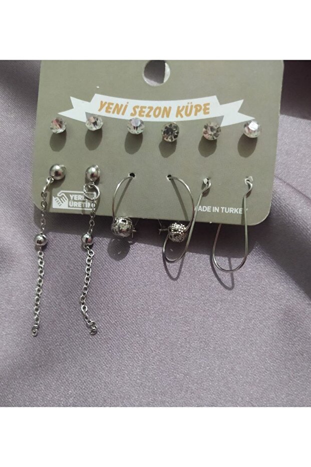 Set of 6 Earrings Reflecting Elegance