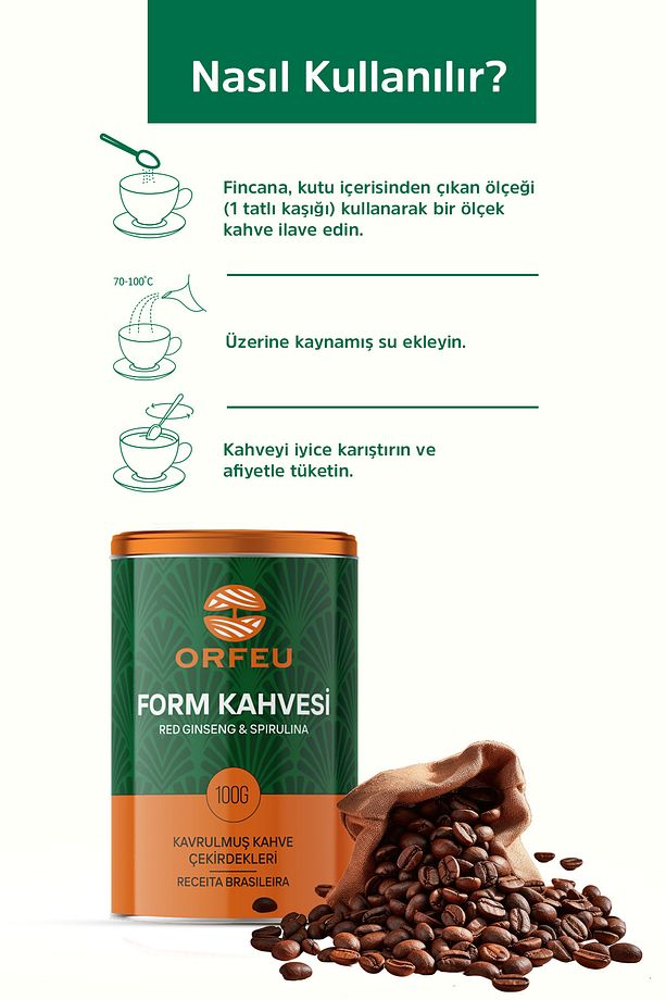 2 Adet Form Kahvesi – Red Ginseng & Spirulina İçerikli 100 G (Brezilya Reçetesi) - 5