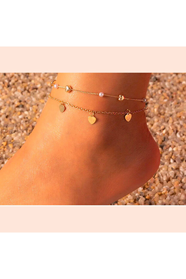 Heart Model Women's Anklet That Adds Elegance to the Eyes
