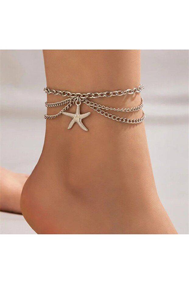 Icon of Elegance and Grace: Star Anklet with Chain