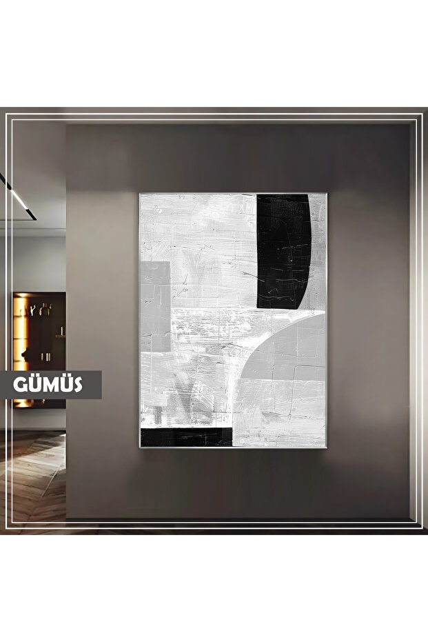 Amazing | Black-Grey Geometric Abstract Model | Framed Tempered Glass Table Single Vertical
