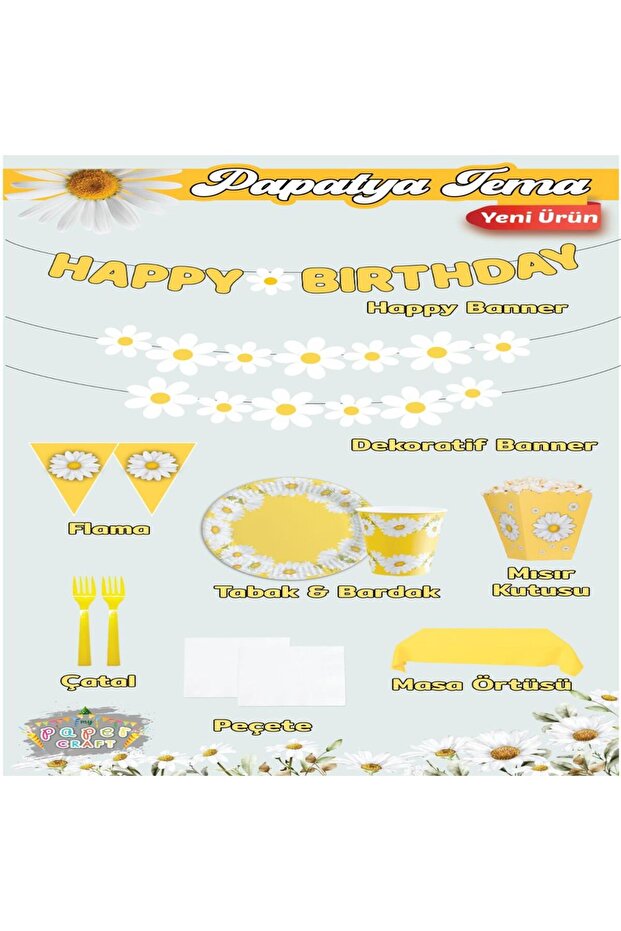 مجموعة عيد ميلاد ديزي من متجر MINI PARTY STORE تتسع لـ 8 أشخاص