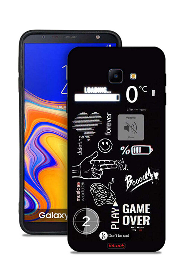 غطاء حماية لهاتف Samsung Galaxy J4 Core مطبوع عليه Game Over Pew Pew