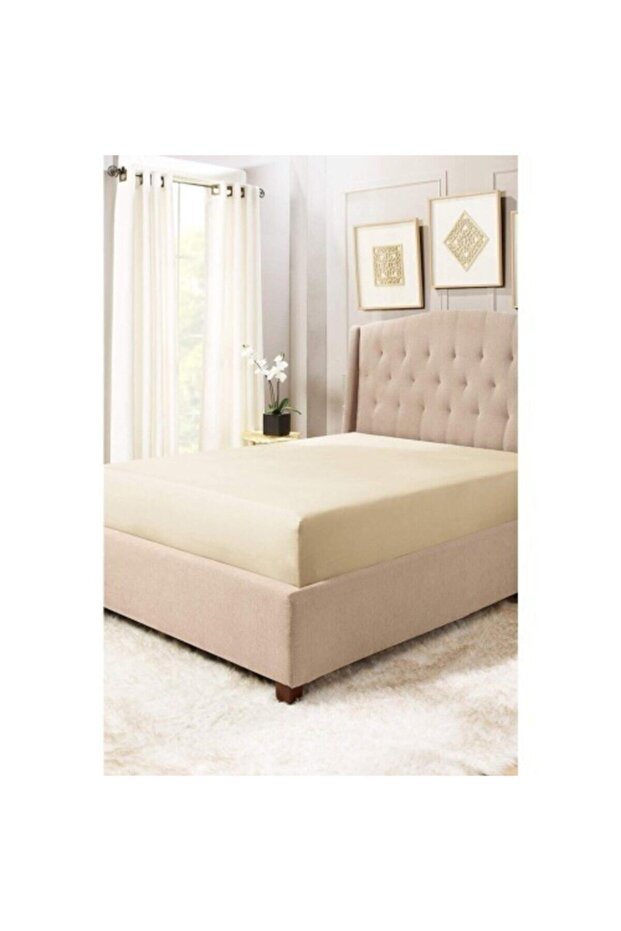 Combed Cotton Intermediate Size Elastic Sheet Cream - 1