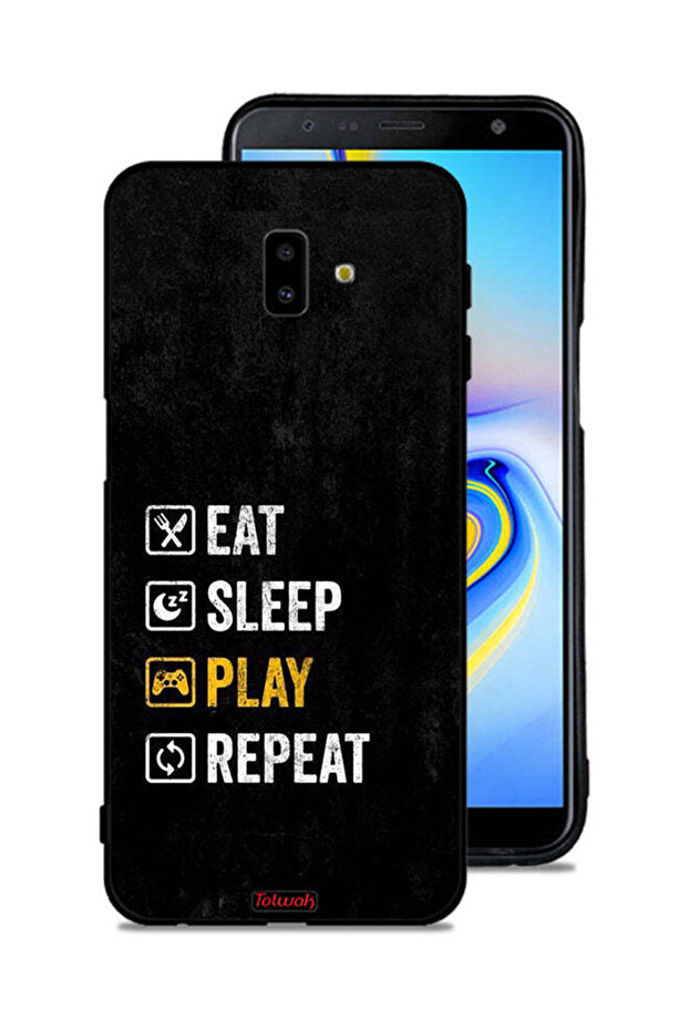 غطاء حماية لهاتف Samsung Galaxy J6 Plus، تناول الطعام، النوم، اللعب، التكرار