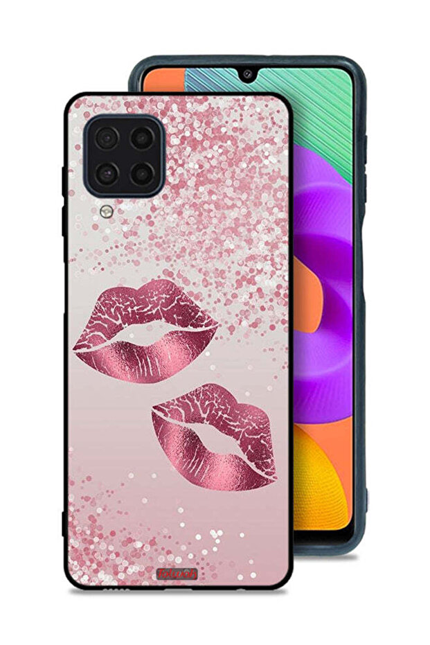 Samsung Galaxy M22 Protective Case Cover Glitter Lips