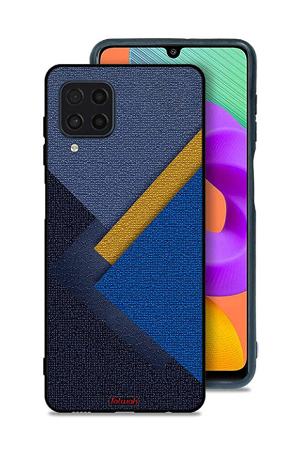 Samsung Galaxy M32 4G Protective Case Cover Triangles Leather Shades Pattern