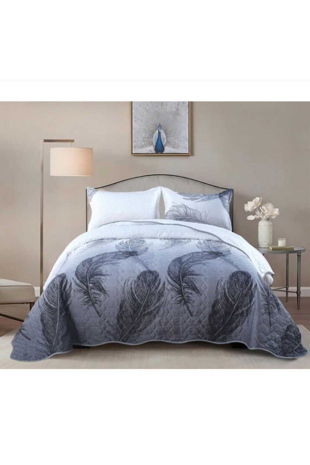 Double bedspread with feather pattern, 3 pieces 220x240 cm