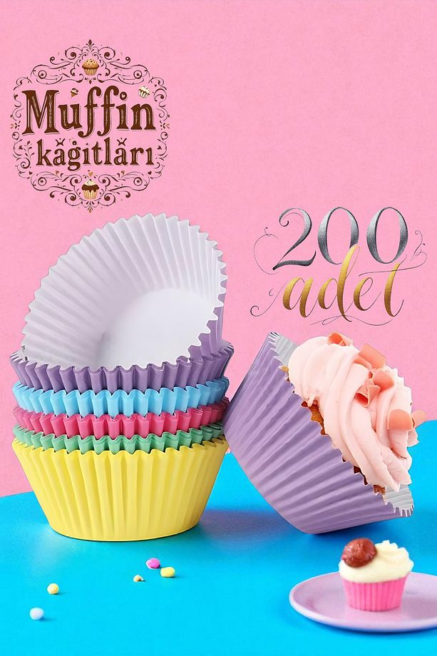 Muffin Kalıbı - Muffin Kağıdı - Muffin Kek Kalıbı 200 Adet 721874 - 1
