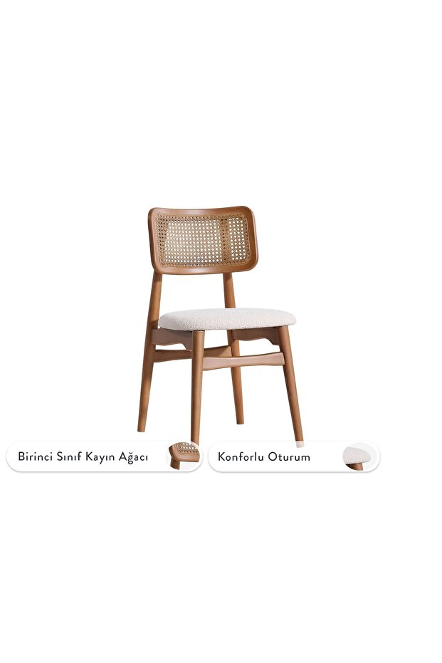 VERA SANDALYE, CEVİZ, KREM - 3