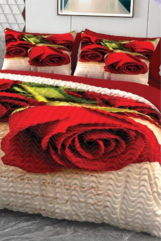 Love Letter Micro Satin 3D Digital Printed Four Seasons Double Duvet Cover Set
