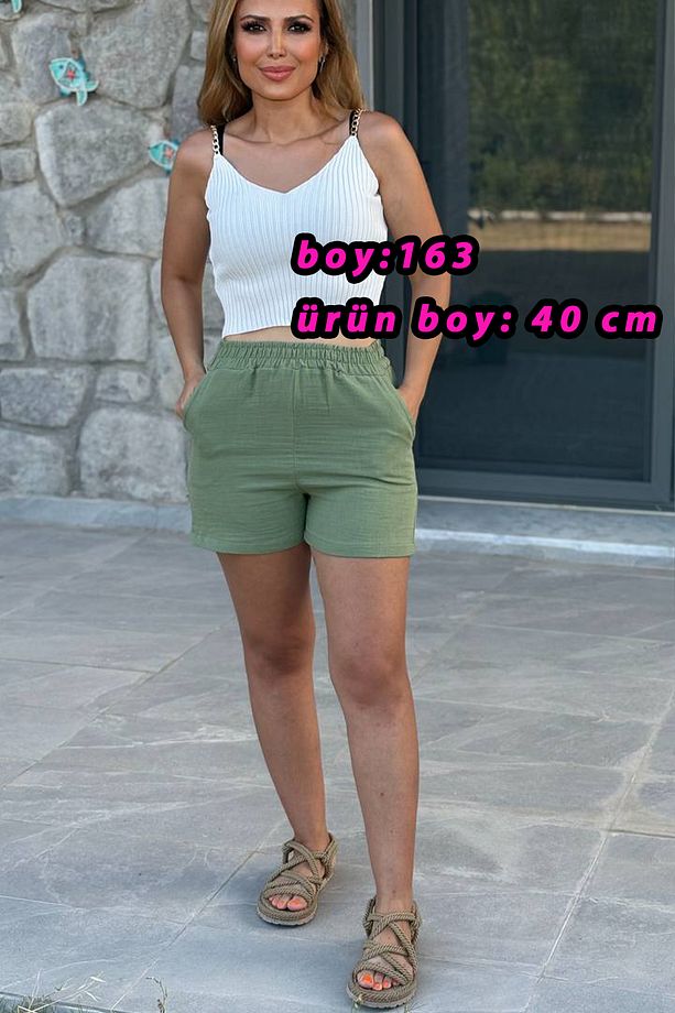 Müslin Kumaş Kısa Şort 40 Cm boy %100 pamuk ;Terletmez Renk atmaz - 2