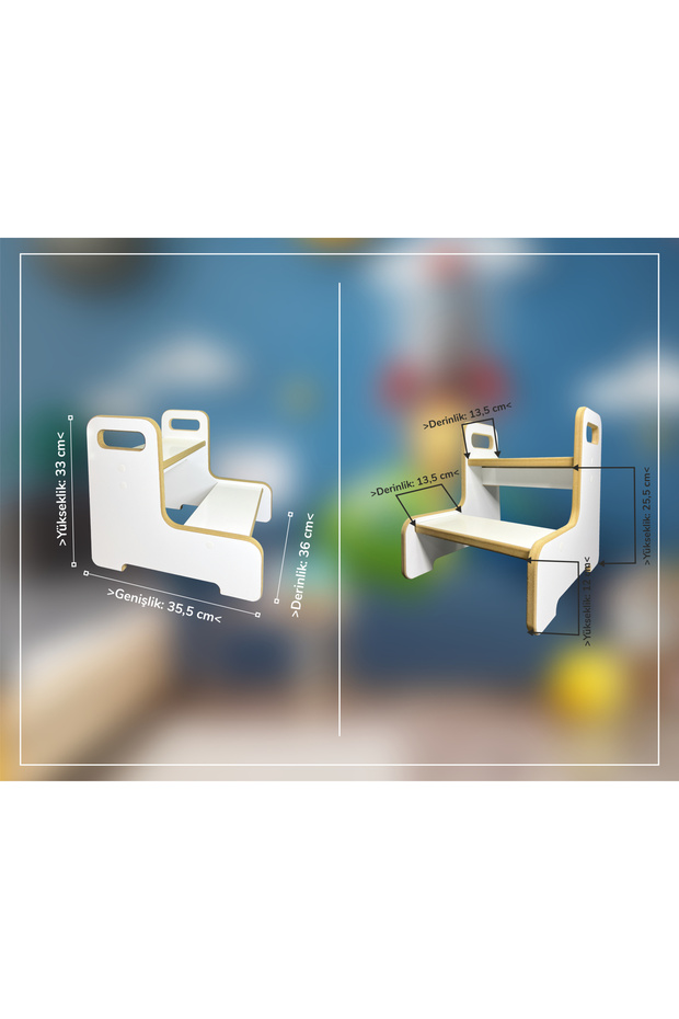 Mdf Basamak Tabure Çocuk Bebek Tabure Banyo Wc Lavabo Merdiven Yükseltici - 3
