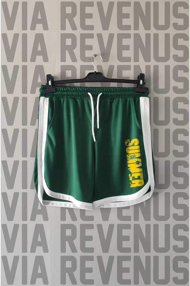 Summer Printed Piping Detailed Sports Training Shorts