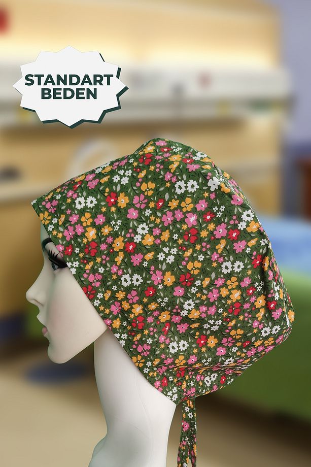 KINAYEŞİLİ STANDART DoktorHemşire AşçıCerrahi BoneHastane AnneBone IşBandanası Pamuklu KumaşLastikli - 2