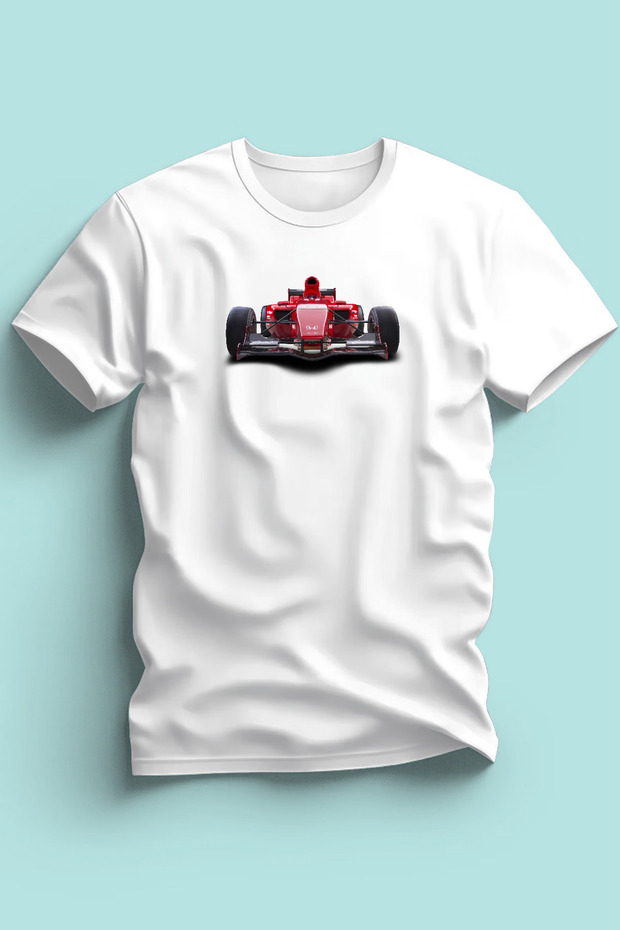 Men's Formula Red Race Car Printed White Tshirt 5 6 7 8 9 10 11 12 13 14 Years Old T-Shirt