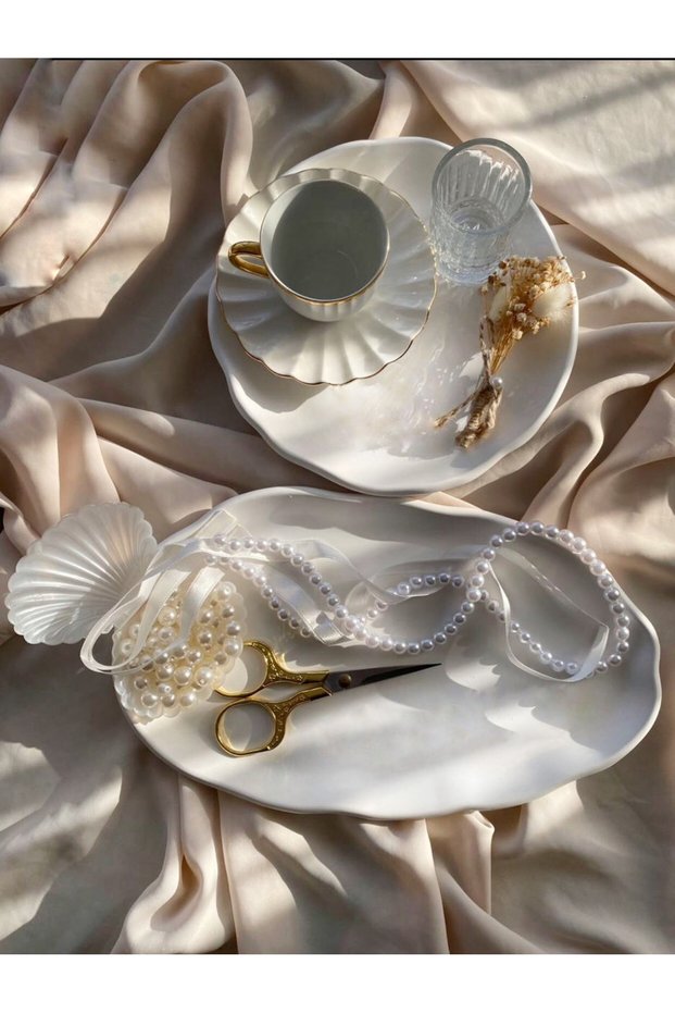 Handmade Concrete Groom Tray, Promise Engagement Tray, Pearl in Plastic Oyster (Including Spilled Pearls)