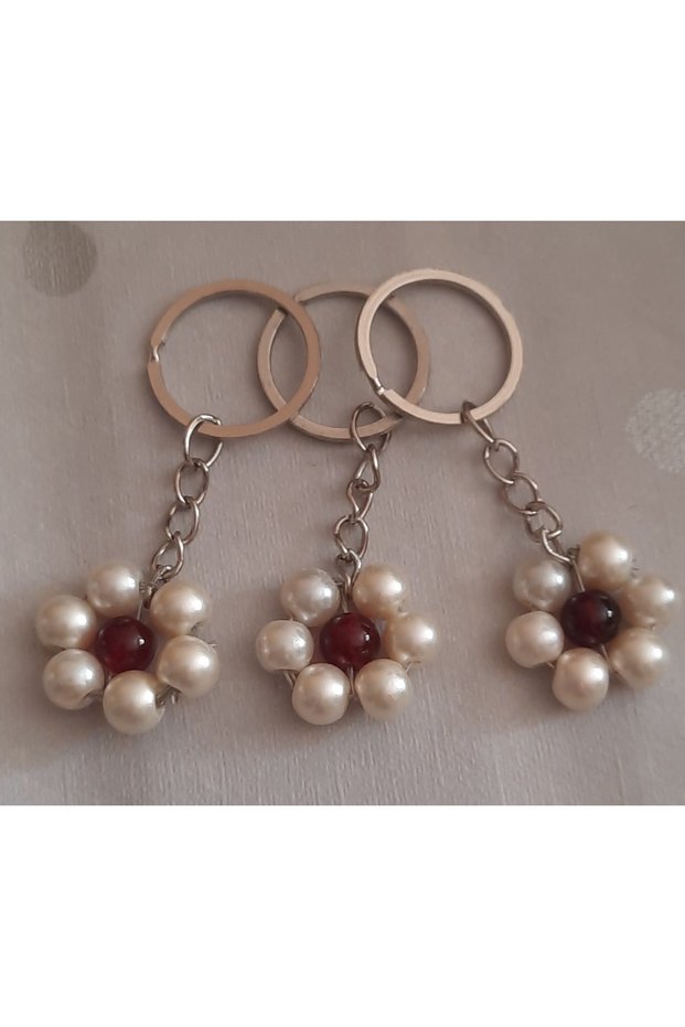 3Pcs Glass Pearl Bead Keychain