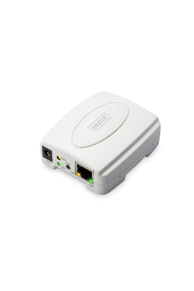 1 port Fast Ethernet Print Server, 1 x USB 2.0 port, 1 x RJ45<br> Digitus USB Print Se - 1