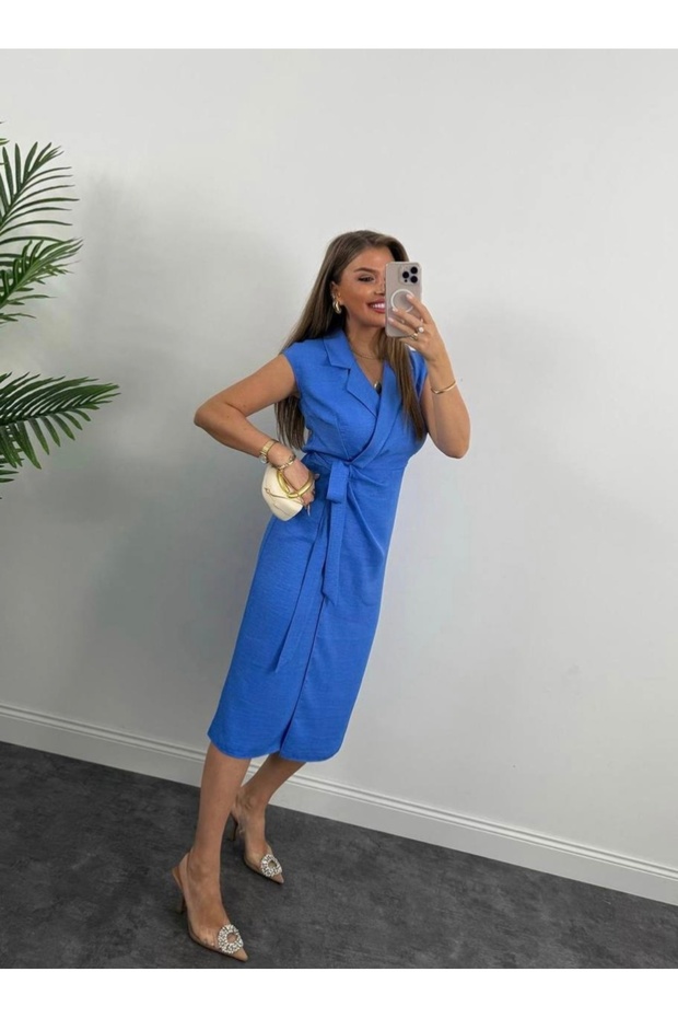 Slit Shirt Collar Dress