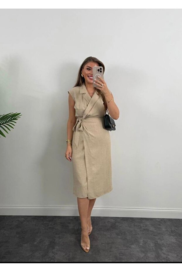 Slit Shirt Collar Dress