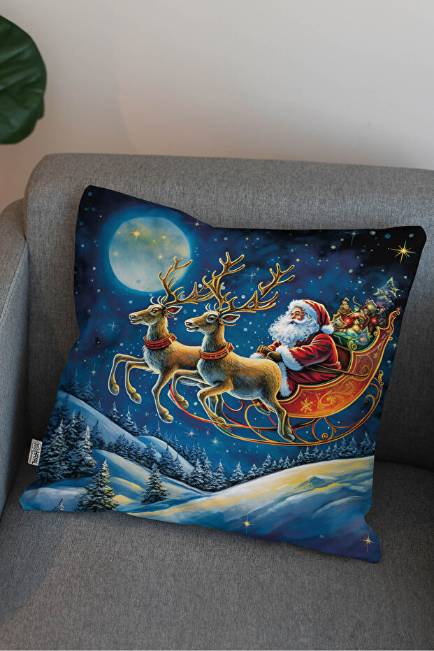 New Year Themed Santa Claus Visual 3D Realistic Disney Patterned Digital Printed Throw Pillow Cover 43X43 - 1