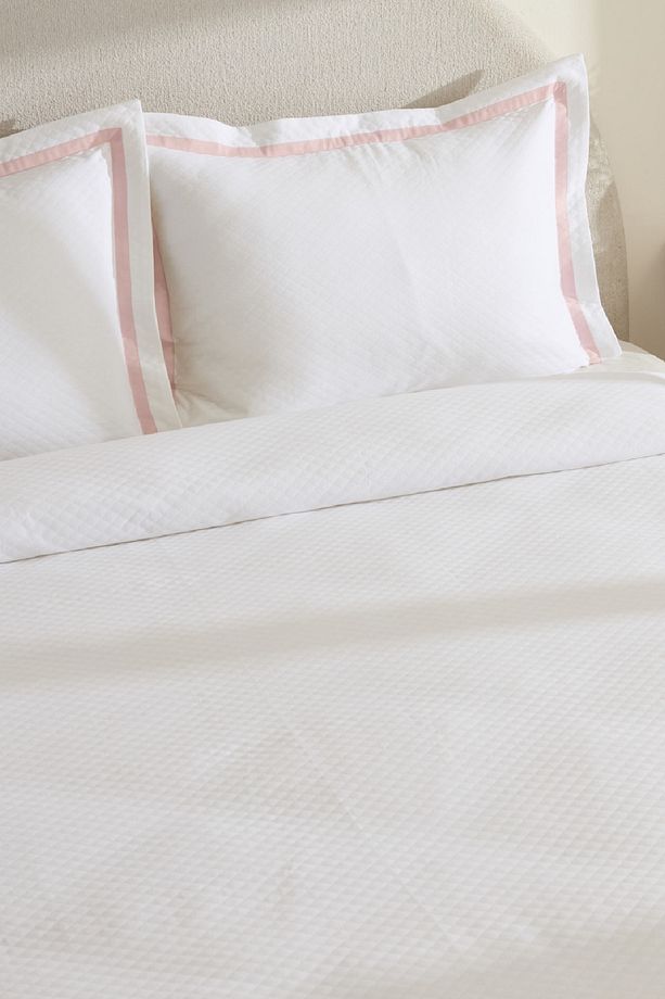White Collection Doris %100 Pamuk Çift Kişilik Yatak Örtüsü Takımı Pudra - 3