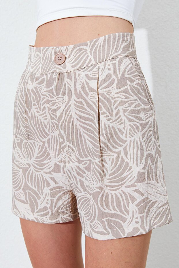 Kadın Vizon Desenli Mini Şort - 6