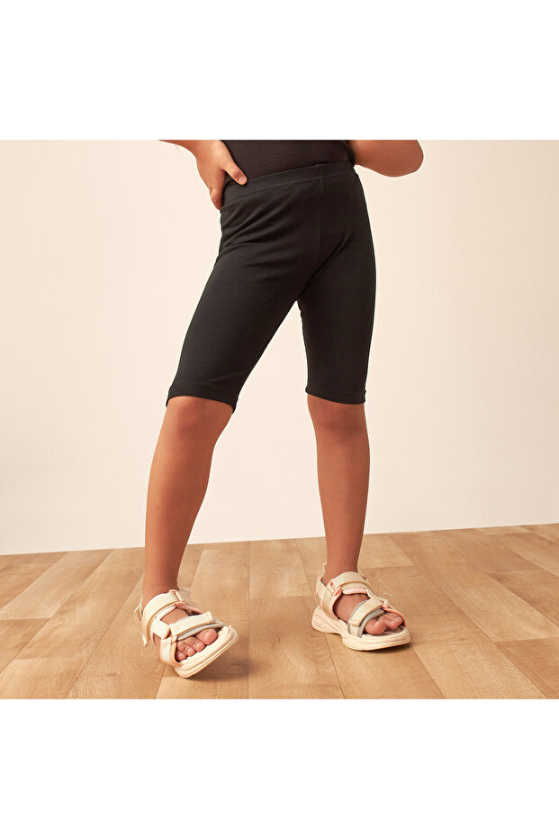 Solid Shorts With Elasticated Waist - 5