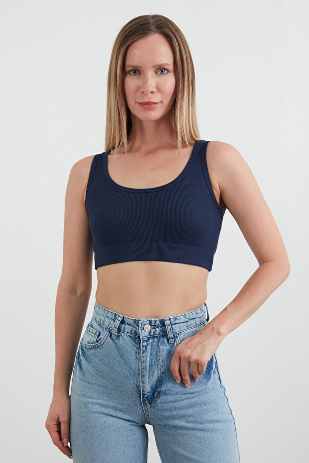 Basic Fitilli Modal Crop Büstiyer - 1