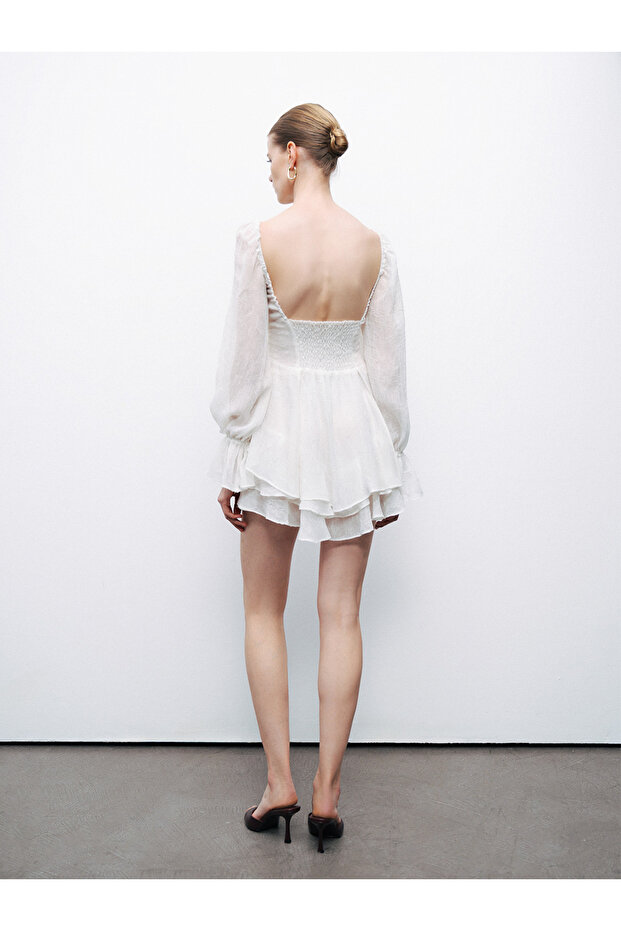 Volanlı Mini Elbise - 7
