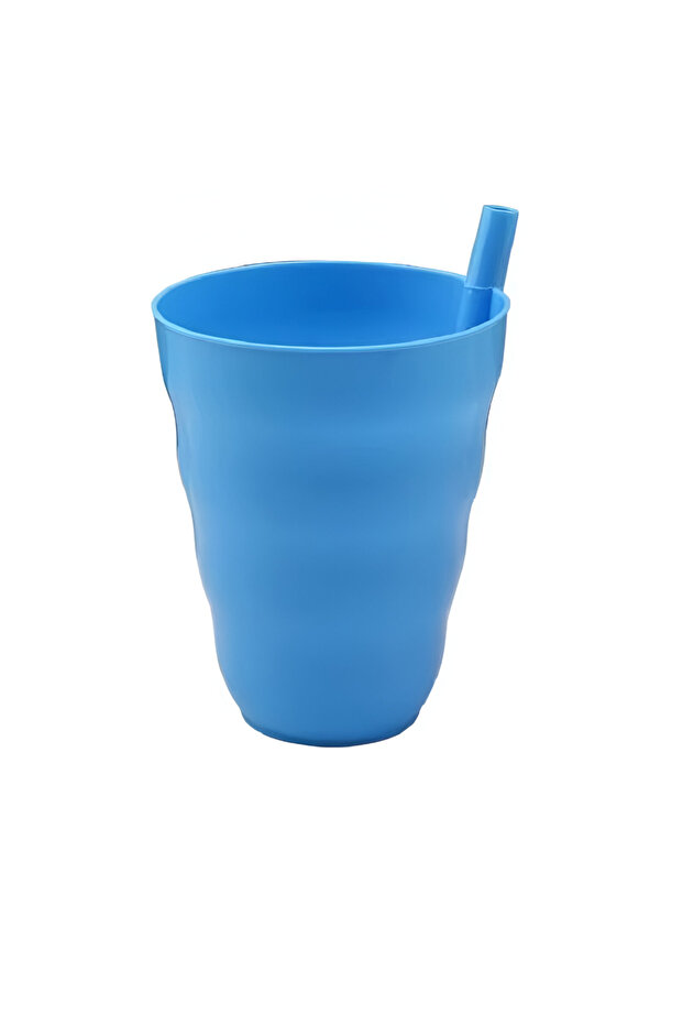 كوب بلاستيكي مع قشة مدمجة - 1