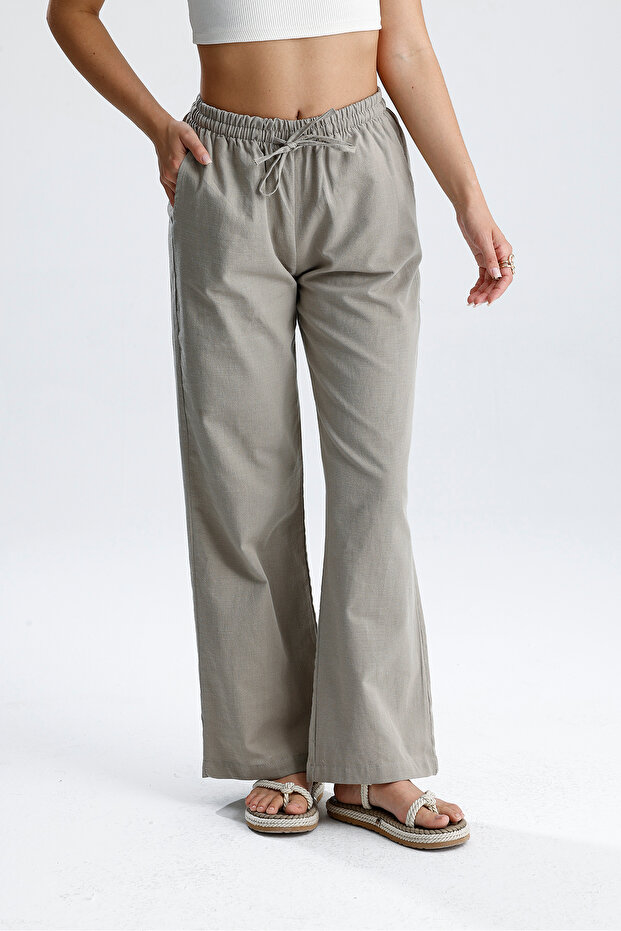 Λινό ντραπέ παντελόνι - 3